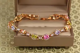 Браслет Xuping Jewelry осколки світанку з різнокольоровими камнями 19 см 8 мм золотистий