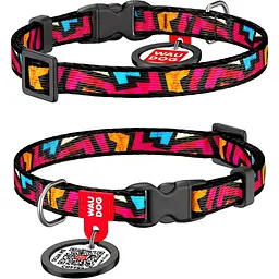 Нашийник для собак Waudog Nylon Графіті, з QR паспортом, пластиковий фастекс, 35-58х2, 5 см - мініатюра 3