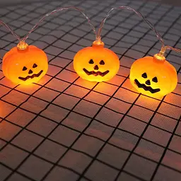 Гирлянда на Хэллоуин с Тыквами 10 led 150 см 40 × 35 мм оранжево-черная - миниатюра 7