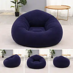 Надувне крісло-пуф Inflatable Sofa / Надувне крісло-мішок 110х110х85 см Темно-синій - мініатюра 2