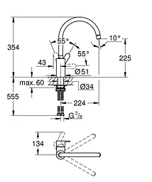 Змішувач для кухні Grohe Eurostyle Cosmopolitan 33975004, Хром - мініатюра 4