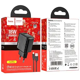 Адаптер мережевий Hoco Type-C cable rich single Port charger CS21A |1USB, 18W/3A, QC| - мініатюра 2