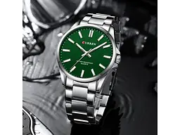 Наручний годинник чоловічий 9090 Silver-Green Curren acs0031462 - мініатюра 3