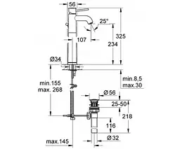 Змішувач для умивальника Grohe Bau Classic 32868000 Хром - мініатюра 2