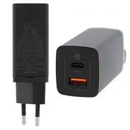 Зарядний пристрій Baseus GaN2 Lite Quick Charger (CCGAN2L-B01), 65W, Type-C, USB, чорний - мініатюра 3