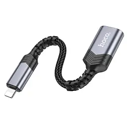 Мультиадаптер хаб Hoco UA24 Lightning to USB 2.0 сірий - мініатюра 5