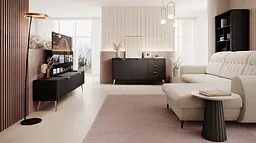Комод Perfect Home Ланте / Lante 2-дверний з 3 шухлядами і золотими ніжками 2D3S/163 Чорний (PFH-091191) - мініатюра 8