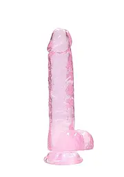 Фалоімітатор RealRock Crystal Clear 8" 21 см (рожевий) - мініатюра 2