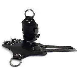 Манжети для підвішування за руки Art of Sex Kinky Hand Cuffs For Suspension з натуральної шкіри, чорні - мініатюра 2