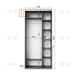 Шафа-купе Idea серія 1 110 x 60 x 240 см Венге темний Дзеркало - мініатюра 2