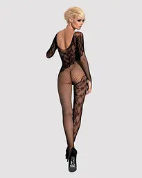 Бодістокінг Obsessive Bodystocking F210 S/M/L black, рукава-мітенки, сітка, кольорове мереживо - мініатюра 5