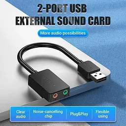 Звукова карта Vention USB Sound Card 2.0 Channel 1 м, чорний (CDYBF) - мініатюра 5