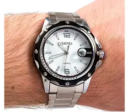 Чоловічий наручний годинник Skmei Robby Steel 0992S Сріблястий з білим - мініатюра 3