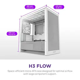 Корпус NZXT H3 Flow Tempered Glass без БП White (CC-H31FW-01) - мініатюра 4