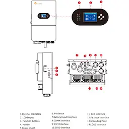 Гібридний сонячний інвертор FelicityESS IVGM20KLP3G1 48V [162201] - мініатюра 4