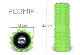 Масажний ролик EasyFit Grid Roller 33 см v.1.2 із заглушками з двох боків Салатовий (EF-2022a-GN) - мініатюра 4