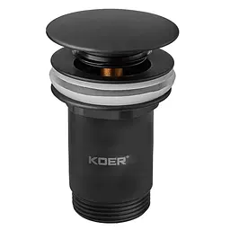 Донний клапан для раковини Koer PW-08-05 без переливу автоматичний Click-Clack 1 1/4″ Чорний KR5789