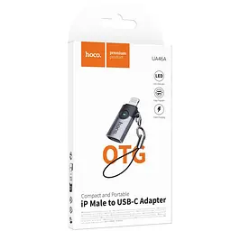 Перехідник Hoco UA46A Lightning Male to Type-C Female Metal gray - мініатюра 2