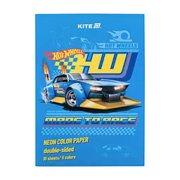 Кольоровий папір Kite А4 неоновий Hot Wheels (10 аркушів/ 5 кольорів) (HW24-252)
