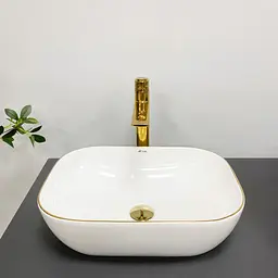 Умивальник VBI Ravenna white gold Edge накладний VBI-011218, Золотий - мініатюра 2