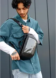 Чоловіча сумка бананка Sambag Dynamicdart чорна 38 × 21 × 7 см (80461001m)