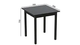 Стіл кухонний Ferrum-decor Дієго 75x70x70 Чорний ДСП Сосна Кембра 16мм (FRD-105710) - мініатюра 3