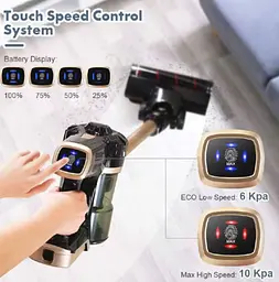 Вертикальний акумуляторний пилосос Luma Bella LB-63010 із циклонною системою контейнером 3000 Вт Чорний із золотистим - мініатюра 3
