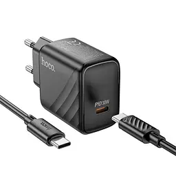 Мережевий зарядний пристрій HOCO CS22A Value single port PD30W charger set (Type-C to Type-C)чорний