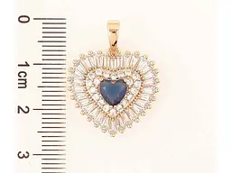 Кулон XUPING Позолота 18K «Сердечко з інкрустацією цирконієм і синім фіанітом» для ланцюжка до 6мм (262254) - мініатюра 2