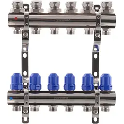Колекторний блок з термостатичними клапанами Koer KR.1100-06 1"x6 ways KR2632