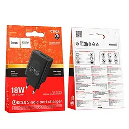 СЗУ Hoco CS92A Leader single port QC3.0 charger(EU) Black - мініатюра 2
