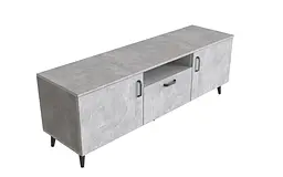 Тумба Лестер на конусних ніжках Ferrum-decor 48x139x38 Чорний метал ДСП Бетон 16 мм (FRD-106801)