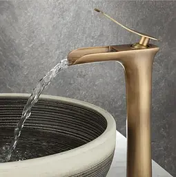 Змішувач для умивальника Rea Laguna antique gold brushed, високий (REA-B8120) - мініатюра 2