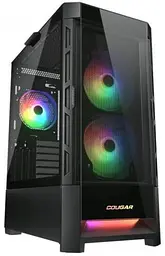 Корпус Cougar Duoface RGB чорний, без БП, ATX/Micro ATX/Mini ITX, USB 3.0 x2, USB 2.0 x1, RGB підсвічування, 2x140 ARGB, 1x120