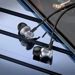 Навушники Hoco Fountain metal універсальні earphones with microphone M106 чорні - мініатюра 7