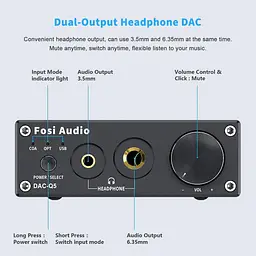 Конвертер звуку Fosi Audio DAC-Q5 - SPDIF/Coaxial на RCA / 3.5 mini-jack / 6.35 - мініатюра 3