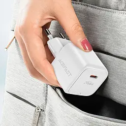 Зарядний пристрій Acefast A77 mini Type-C PD30W GaN білий + кабель Type-C to Type-C - мініатюра 5