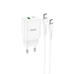 Блок — Адаптер мережевий HOCO Type-C to Type-C Cable Founder charger set N28 набір білий - мініатюра 3