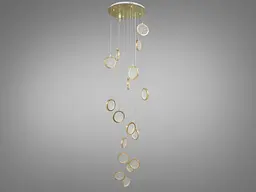 Люстра стельова LED Diasha 3005/18G 120W, 6600 лм, золото, для залу, коридору, вітальні