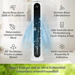 Мобільний кондиціонер вентилятор Klarstein Polar Tower Smart 4 -in-1 (10035830) - мініатюра 3