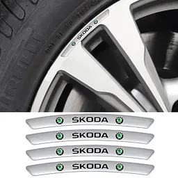 Емблема обода колеса Skoda 4 шт Алюміній наклейка на диски на скотчі