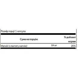 Магній Лактат Swanson Magnesium Lactate 84 мг 120 капсул - мініатюра 2