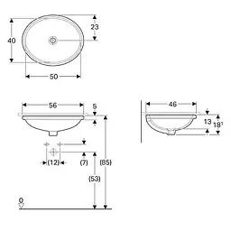 Умивальник Geberit Variform 56x46 Білий 500.755.01.2 - мініатюра 2