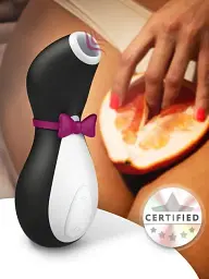Вакуумний вібратор для клітора I’MCUM Satisfyer Penguin 11 режимів Чорний (7970379617726) - мініатюра 2