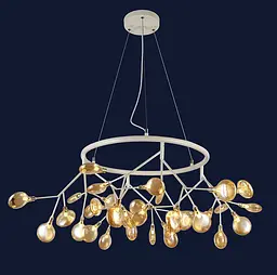 Люстра стельова LED Levistella 918LP263-36 WH+BR, 36 плафонів, білий і коричневий, метал і скло, сучасний стиль для дому - мініатюра 2