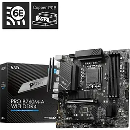 Материнська плата MSI PRO B760M-A WIFI DDR4 s1700 B760 4xDDR4 M.2 HDMI DP WiFi BT mATX - мініатюра 5