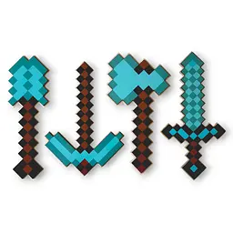 Набір іграшок Minecraft Діамантовий з фанери 4 шт. (меч, кирка, сокира, лопата) (NF09)