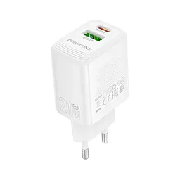 Зарядний пристрій BOROFONE BN27 Fuente 1xUSB-C PD 20 Вт + 1xUSB QC 3.0 білий (6941991120268) - мініатюра 5