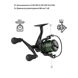 Котушка Brain Phantom Match/Bolo Double Handle 3000 9+1BB - мініатюра 10