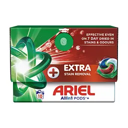 Капсули для прання Ariel Pods+ All-in-1 Extra Stain Removal Екстрасила виведення плям 10 шт. (8700216764704) - мініатюра 2